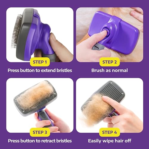 New Hertzko Self Cleaning Slicker Brush | Purple
