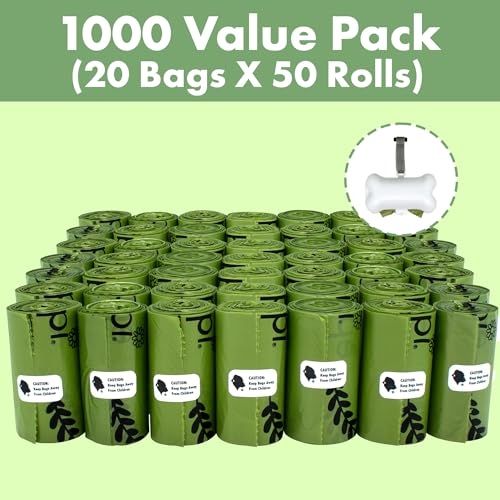 New Gorilla Supply Dog Poop Waste Bags with Dispenser | Green, 9" x 13", 1000 Count