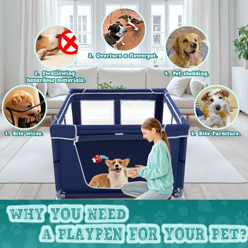 New Generic Puppy Playpen with Gate | Without Cover, Blue