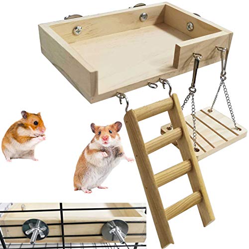 New kathson Hamster Toy Set with Platform Ladder Swing | 5 pcs