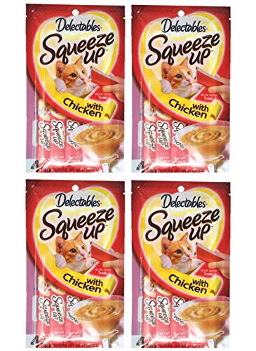 New Delectables Squeeze Up Cat Treats | 4 pouches (2.0 oz each), Chicken