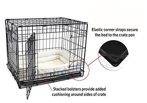 New MidWest Homes for Pets Large QuietTime Double Bolster Pet Bed | White, 42-Inch