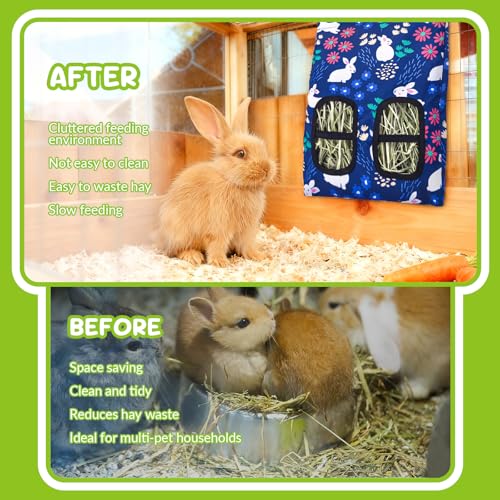 New YedsIntu 3 Pcs Rabbit Hay Feeder | 11.8"×8.7", Green,Yellow,Blue