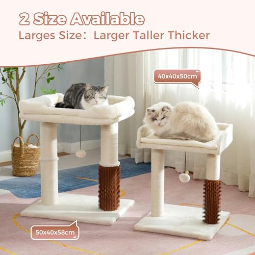 New Pawfessor Cat Tree Tower Scratching Post with Self Groomer | Large Beige, 20×15.7"