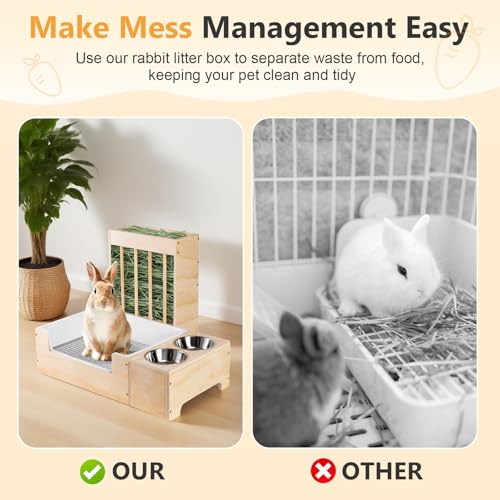 New Essenhome Extra-Large 3 in 1 Rabbit Litter Box | Wood