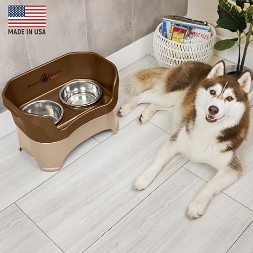 New Neater Pet Brands Neater Feeder Deluxe (Mess Proof Elevated Bowls) | Bronze, Large (40+ lb)