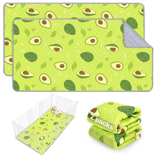 New Bienbee Guinea Pig Bedding Reusable Cage Liner | Green, 2 pack 47" x 24"
