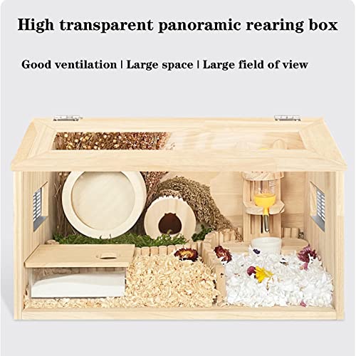 New Erbaofd Wooden Hamster Cage with Acrylic Windows & Accessories | 50×30×30 cm