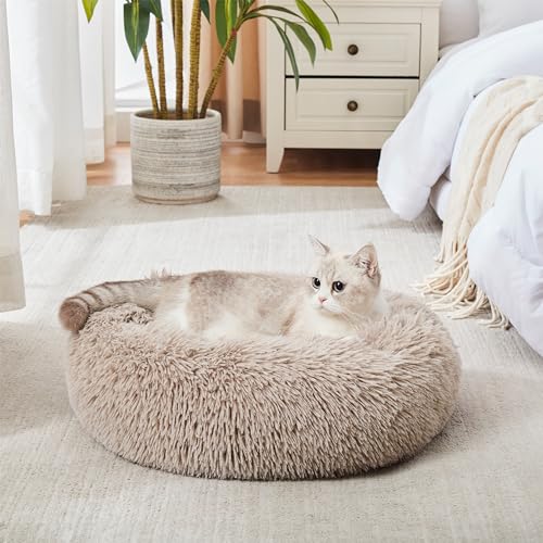 New Calming Dog Bed & Cat Bed, Anti-Anxiety Donut Cuddler | Brown, 20.0"L x 20.0"W x 8.0"Th
