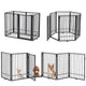 New SMONTER Free Standing Dog Gate with Walk-Through Door | 120 in W × 31.5 in H (6 Panels), Black Metal