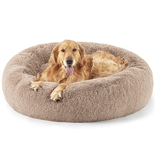 New Bedsure Calming Donut Dog Bed for Extra Large Dogs | Camel