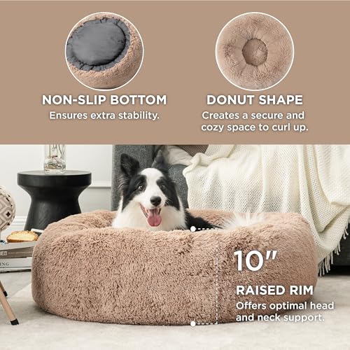 New Bedsure Calming Large Sized Dog Bed | 36 inches, Camel