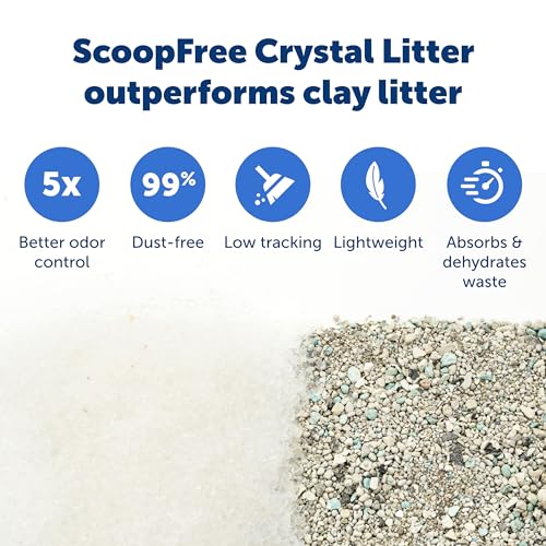 New PetSafe ScoopFree Disposable Crystal Cat Litter Tray | Fragrance Free, 4.3 lb Bags, 3 Pack