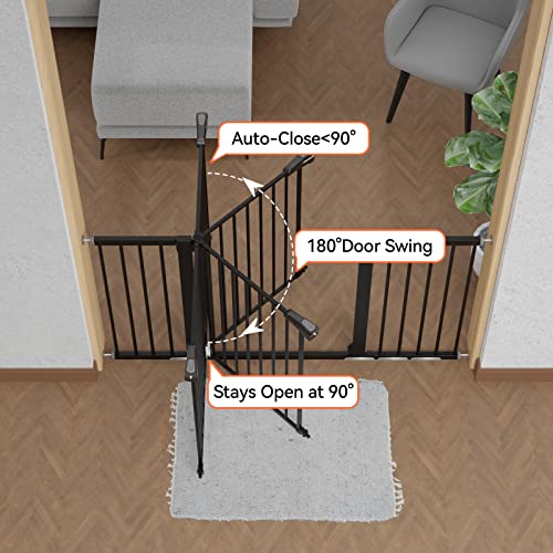 New BABELIO Extra Wide Baby/Dog Gate PressGuard P7 (Auto-Close, Pressure Mounted) | 29-55 in, Black