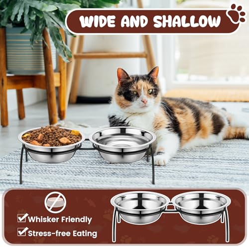 New Yiyiring 12 Pack Stainless Steel Cat Food Bowls with Metal Stand | 12 pack, 5.5 inch