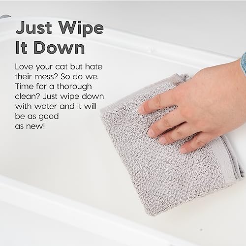 New IRIS USA Cat Litter Box, Large Cat Box Enclosure | White/Gray, Large