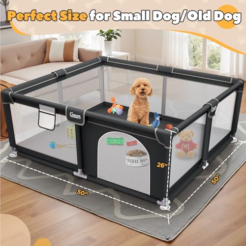 New Generic Puppy Playpen with Gate | 50 × 50 × 26 in, Gray Nylon Mesh
