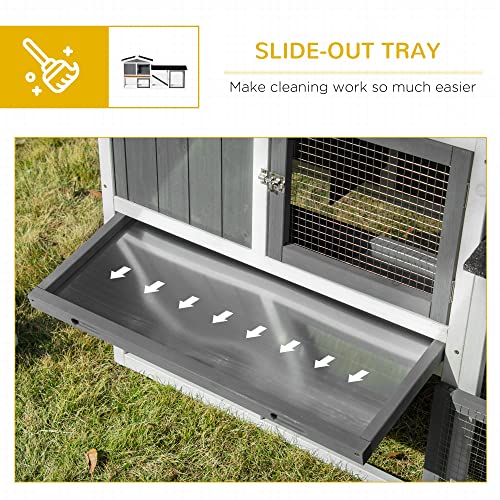 New Small Animal Habitat Wooden Rabbit Hutch 2-Story with Run Ramp & Roof | 69.2" × 20.5" × 33.7" & White