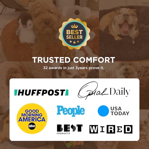 New Bedsure Calming Dog Bed for Small Dogs | 23 inches, Camel