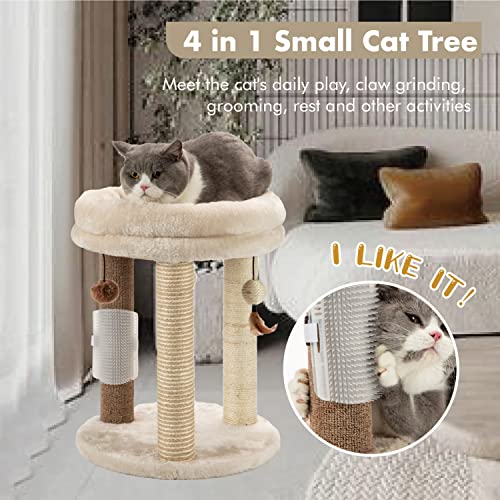New MECOOL 4in1 Small Cat Tree | Beige, 16"L x 16"W x 20.5"H