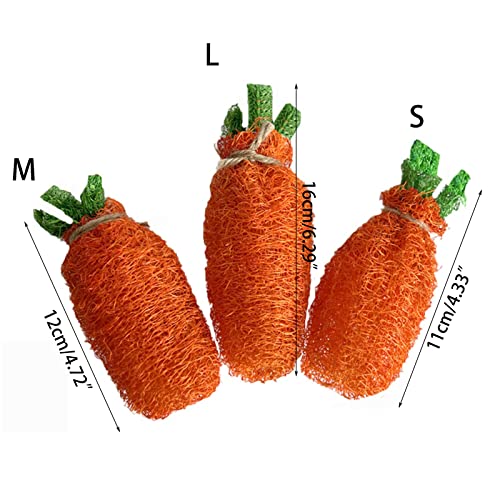 New ASYWISH Rabbit Chew Toy Natural Loofah Carrot Small Animal Grinding Playing Toy