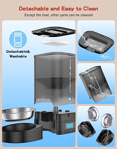 New HoneyGuaridan Automatic Cat Feeder for Two Cats | Black