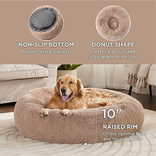 New Bedsure Calming Donut Dog Bed for Extra Large Dogs | Camel