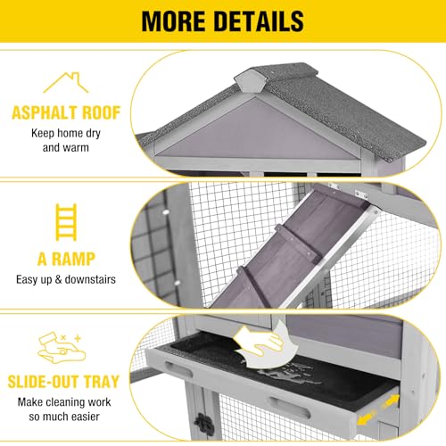 New Aivituvin Rabbit Hutch Indoor Bunny Cage (51.6" - 1 Set, Grey)
