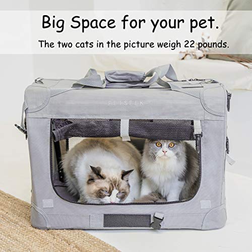 New Petseek Extra-Large Soft-Sided Carrier (for 2 Cats) | Grey & 24"×16.5"×16"
