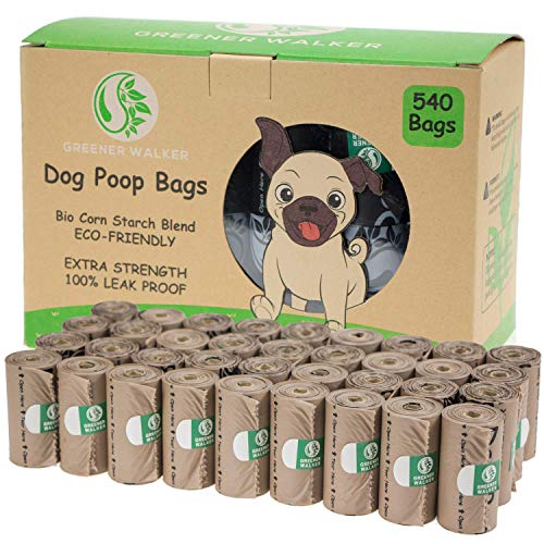New Greener Walker Poop Bags for Dog Waste | Brown, 540 Bags