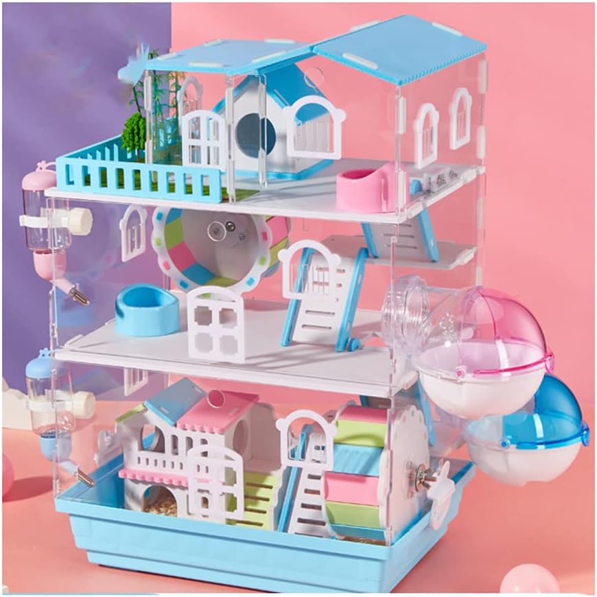 New ORTOLY Hamster & Guinea Pig Cage 3-Level Transparent Habitat