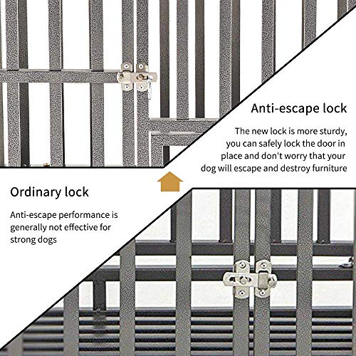 New KELIXU 46” Heavy Duty Dog Crate Large Dog Cage Metal Kennels | Black - Large