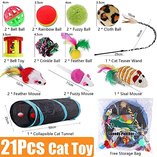 New 21-Piece Cat Toys Set (Tunnel, Wand, Balls) | 21 pcs
