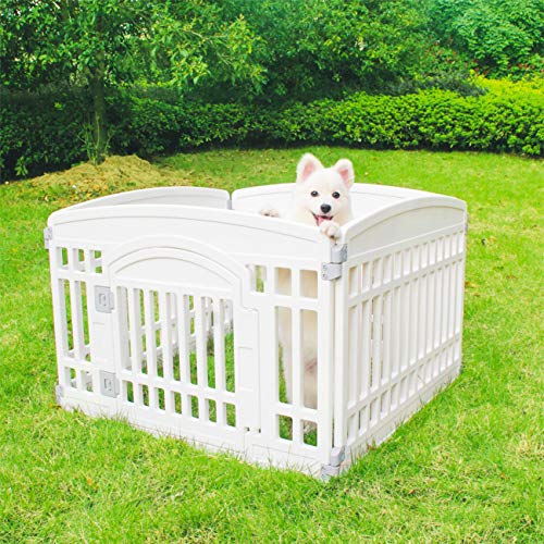 New Generic Pet Playpen Gate for Dogs (Plastic 4-Panel Exercise Pen) | 33.5 × 33.5 in, White