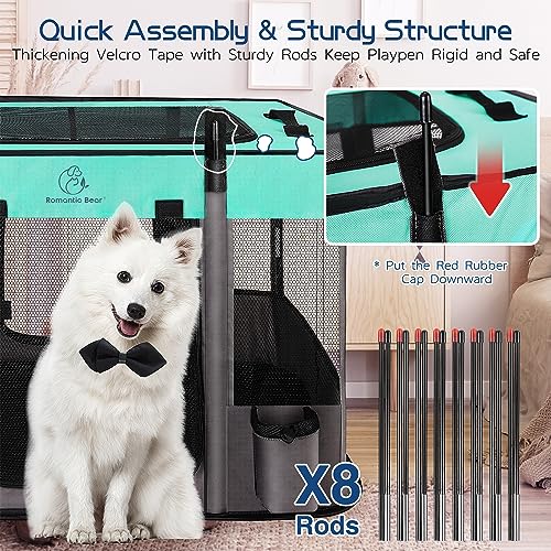 New ROMANTIC BEAR Foldable Dog/Cat Playpen Tent Crate | Medium, Green