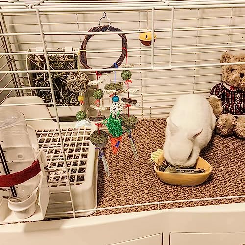 New Grddaef Rabbit Chew Toy Bunny Cage Hanging Toy Rattan Ring Treats