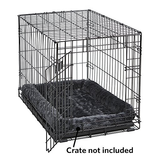 New MidWest Homes for Pets QuietTime Dog Bed - Gray Faux Fur Bolster | 24 Inch, Grey
