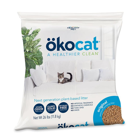 New ökocat Original Wood Clumping Cat Litter, Natural Ingredients | Unscented, 26 lb XL