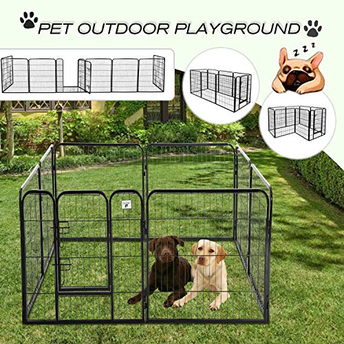 New HCY Large Dog Kennel Puppy Playpen (8 Panels Foldable) | 32 in H, Black