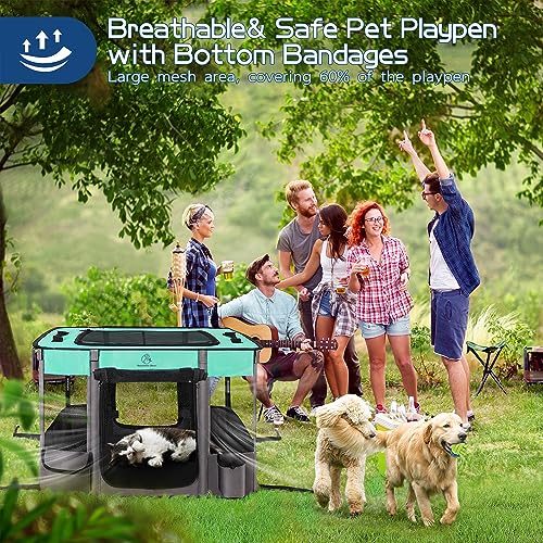 New ROMANTIC BEAR Foldable Dog/Cat Playpen Tent Crate | Medium, Green