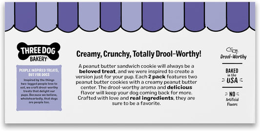 Three Dog Bakery Peanut Butter Lovers Dog Treats | Creamy Peanut Butter Filling • 28.8 oz