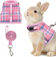 New PUPTECK Bunny Rabbit Harness and Leash Set | Plaid Pink - L
