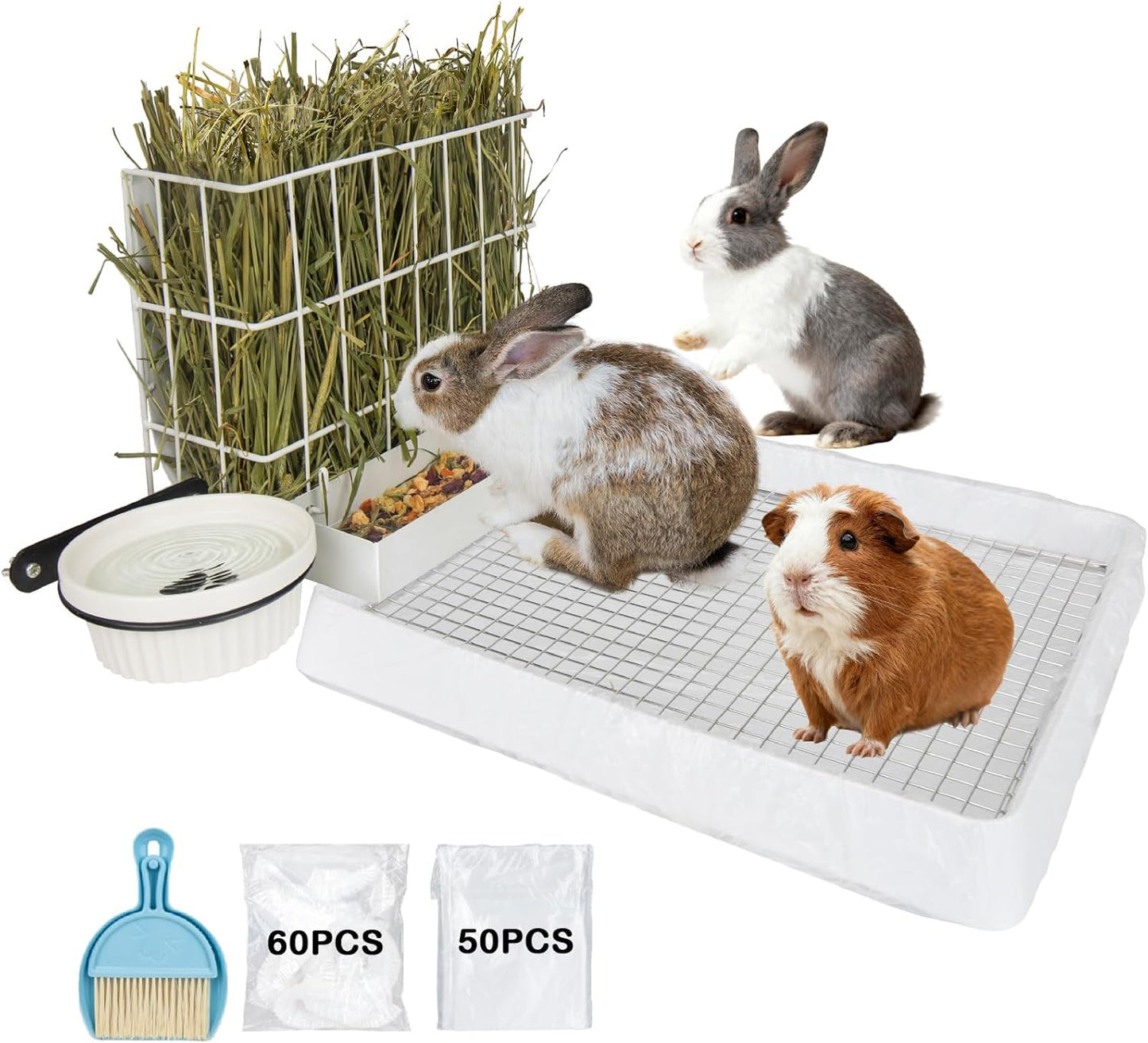 New BESNEW 3 in 1 Rabbit Hay Feeder