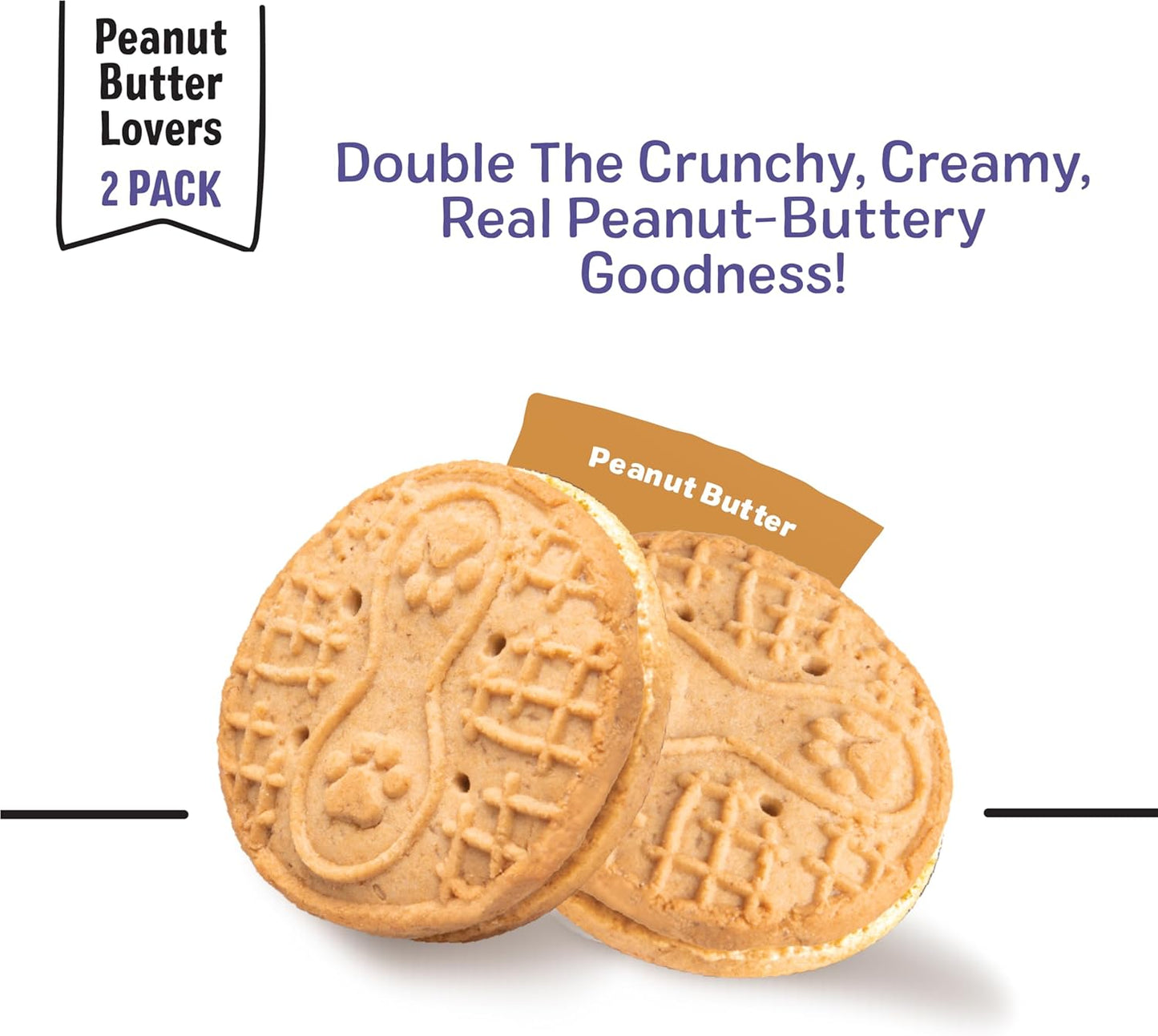 Three Dog Bakery Peanut Butter Lovers Dog Treats | Creamy Peanut Butter Filling • 28.8 oz