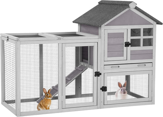 New Aivituvin Rabbit Hutch Indoor Bunny Cage (51.6" - 1 Set, Grey)