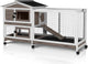 New MEDEHOO Rabbit Hutch 2-Story with Chew-Proof Ramp & 6 Wheels | 62" & Brown