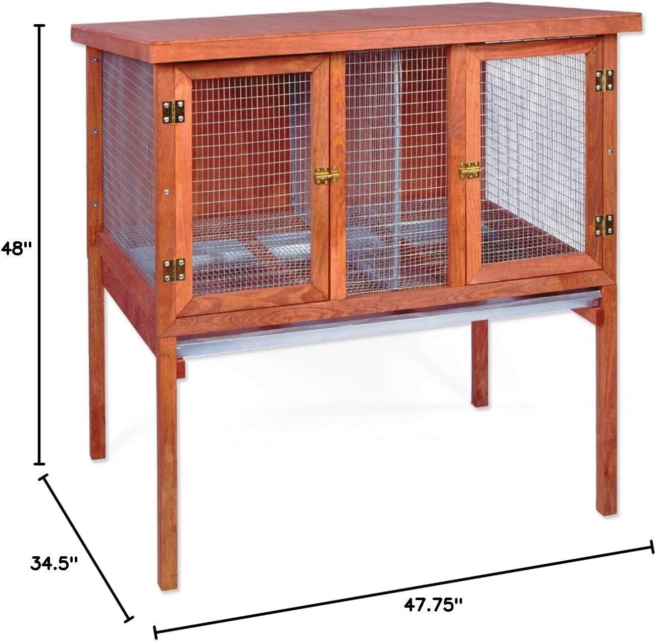 New Ware Manufacturing HD Bunny & Rabbit Double Hutch | 47.8" L × 34.5" W × 48.0" H & Brown