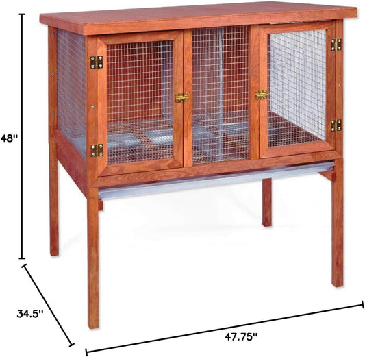New Ware Manufacturing HD Bunny & Rabbit Double Hutch | 47.8" L × 34.5" W × 48.0" H & Brown