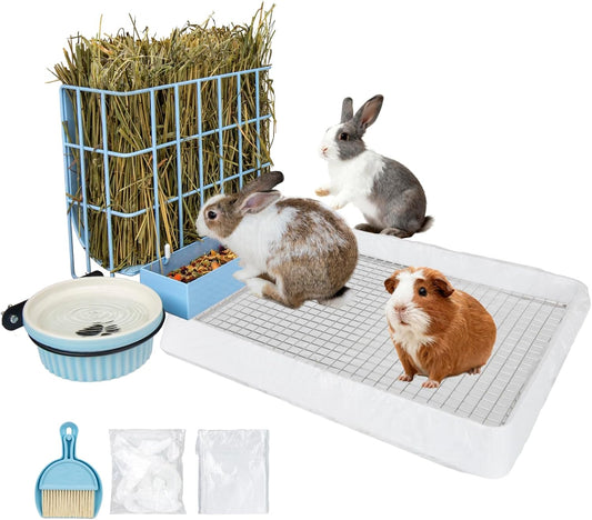 New BESNEW 3 in 1 Rabbit Hay Feeder with Litter Box
