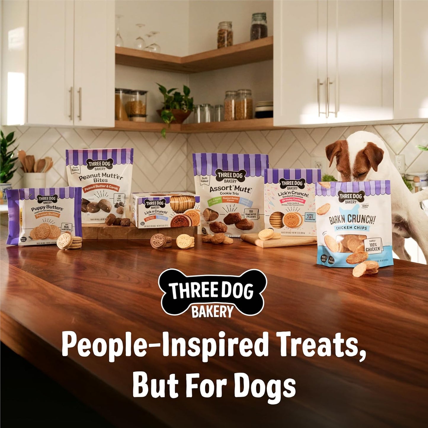 Three Dog Bakery Peanut Butter Lovers Dog Treats | Creamy Peanut Butter Filling • 28.8 oz
